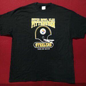 Vintage Super Bowl XLIII Pittsburgh Steelers T-Shirt UNUSED 2009 Football Tee